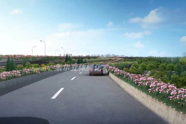 智能高架橋綠化景觀設計效果圖