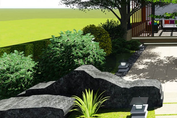 庭院石景設計效果圖